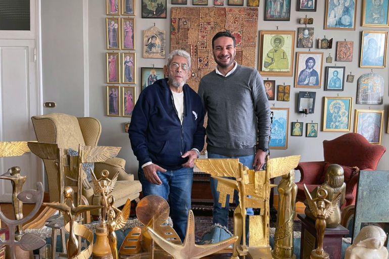 المنتج المنفذ محمد عبد الوهاب مع المخرج داود عبد السيد أثناء تصوير الفيلم