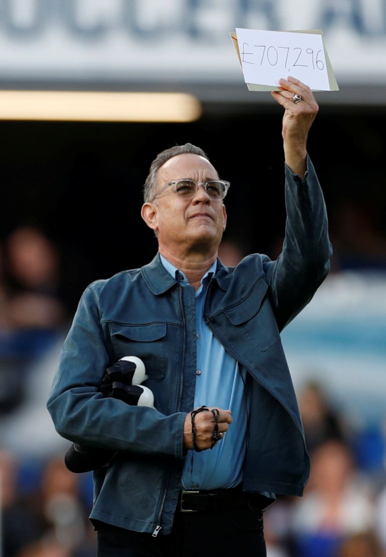 Soccer Football - Soccer Aid 2019 - England v Soccer Aid World XI - Stamford Bridge, London, Britain - June 16, 2019 Actor Tom Hanks before the match Action Images via Reuters/John Sibley