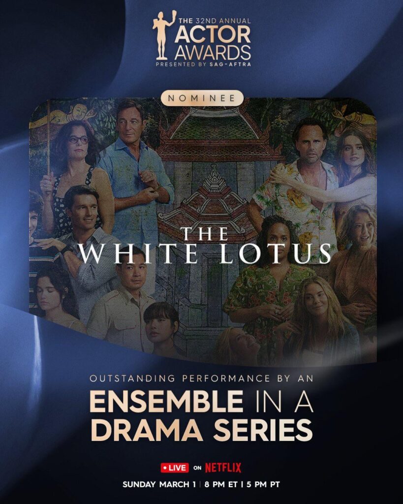 260107 ليزا - تم ترشيح الموسم الثالث من مسلسل The White Lotus لجائزة "الأداء المتميز من قبل فرقة في مسلسل درامي" في حفل توزيع جوائز الممثل السنوي الثاني والثلاثين