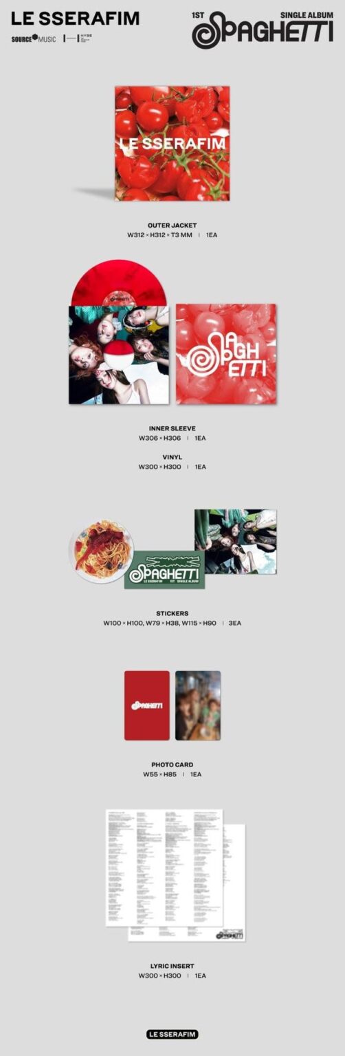 260106 LE SSERAFIM - الألبوم المنفرد الأول: SPAGHETTI (معاينة تغليف الفينيل)