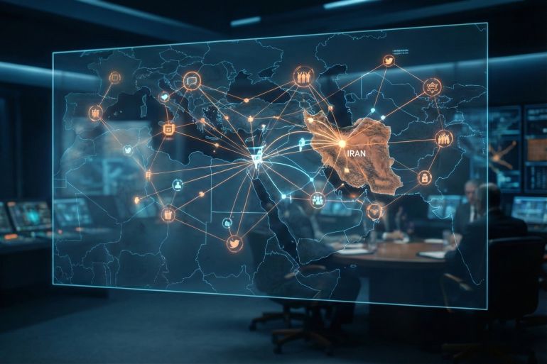 تحليل شبكي يكشف البصمة الاسرائيلية في استغلال احتجاجات ايران صورة مولدة بالذكاء الصناعي