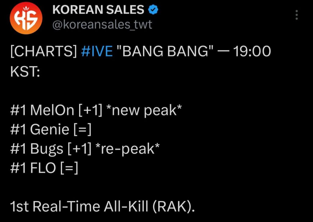 260223 أغنية "BANG BANG" لفرقة IVE حصلت على أول عملية قتل في الوقت الحقيقي (RAK)
