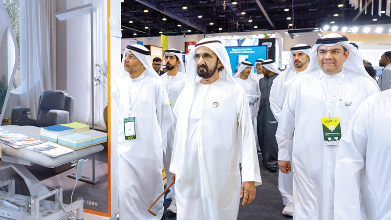 محمد بن راشد خلال افتتاحه معرض الصحة العالمي &laquo;WHX&raquo; - دبي 2026. من المصدر