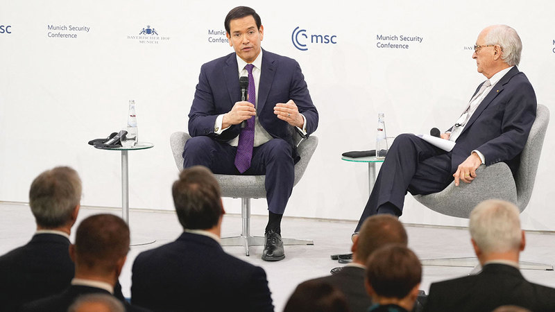 روبيو يوجه رسالة تهدئة إلى الأوروبيين ويدعوهم للانضمام إلى طموحات ترامب روبيو يوجه رسالة تهدئة إلى الأوروبيين ويدعوهم للانضمام إلى طموحات ترامب