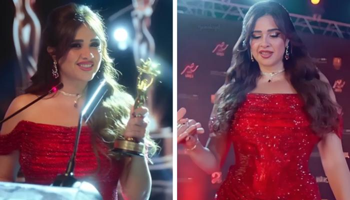 فستان «الانتقام».. ياسمين عبدالعزيز بالأحمر في «وننسى اللي كان»