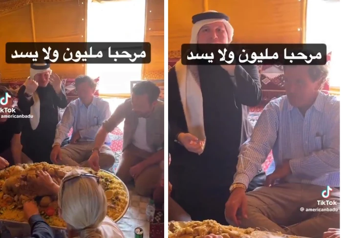 صحيفة المرصد - بالفيديو: مشهور سناب أبو متعب يستضيف الإعلامي الأمريكي الشهير "تاكر كارلسون" ويعزمه على مفطح