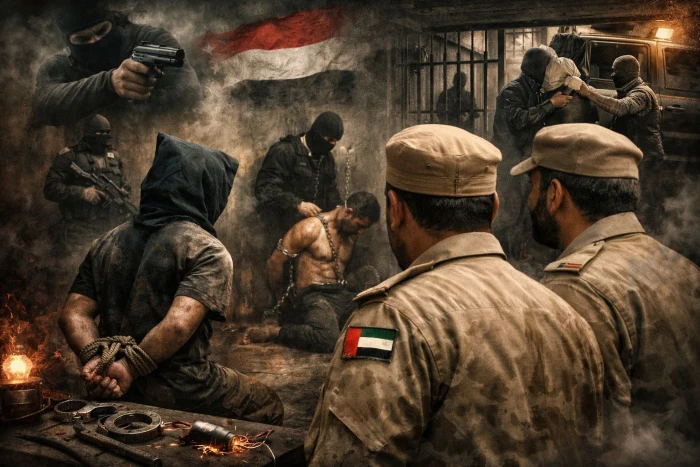 صحيفة المرصد - اغتيالات واختطافات.. حقوق الإنسان اليمنية تكشف تفاصيل تورط ضباط إماراتيين في إدارة سجون سرية وممارسة التعذيب