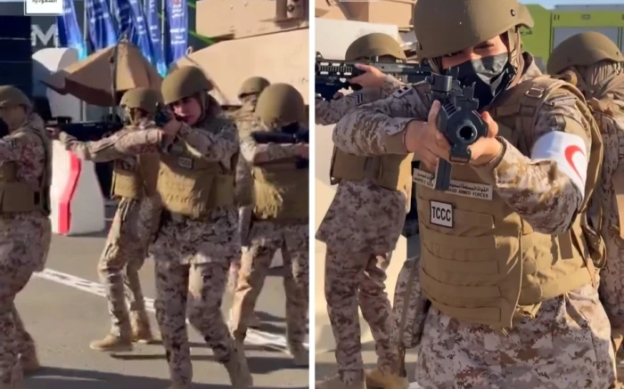 صحيفة المرصد - بالفيديو.. مجندات سعوديات ينفذن فرضية اشتباك مسلح