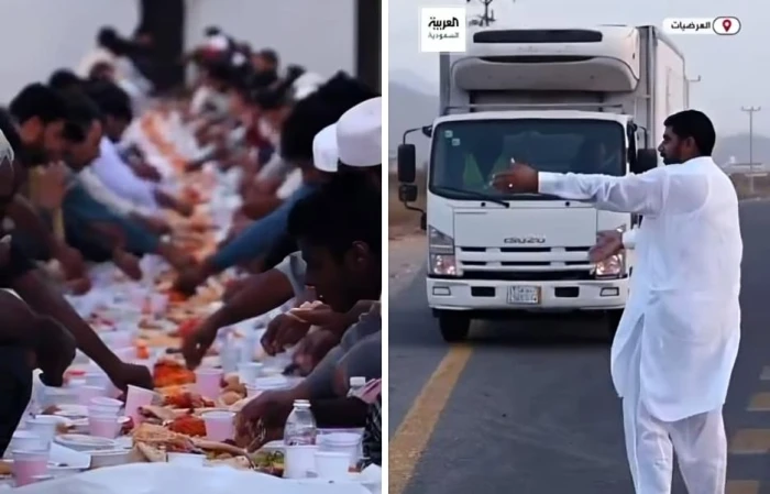 صحيفة المرصد – «كله من خير السعودية».. بالفيديو.. قصة مقيم باكستاني يستوقف العابرين على الطريق السريع لدعوتهم للإفطار في العرضيات صحيفة المرصد - «كله من خير السعودية».. بالفيديو.. قصة مقيم باكستاني يستوقف العابرين على الطريق السريع لدعوتهم للإفطار في العرضيات