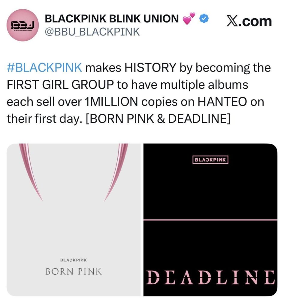 260227 BLACKPINK تصنع التاريخ من خلال أن تصبح أول مجموعة فتيات لديها ألبومات متعددة تبيع كل منها أكثر من مليون نسخة على HANTEO في يومها الأول