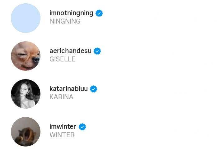 بعد أن قامت جيزيل بتغيير IG pfp الخاص بها، لم تبقى سوى كارينا بشرية بين aespa.