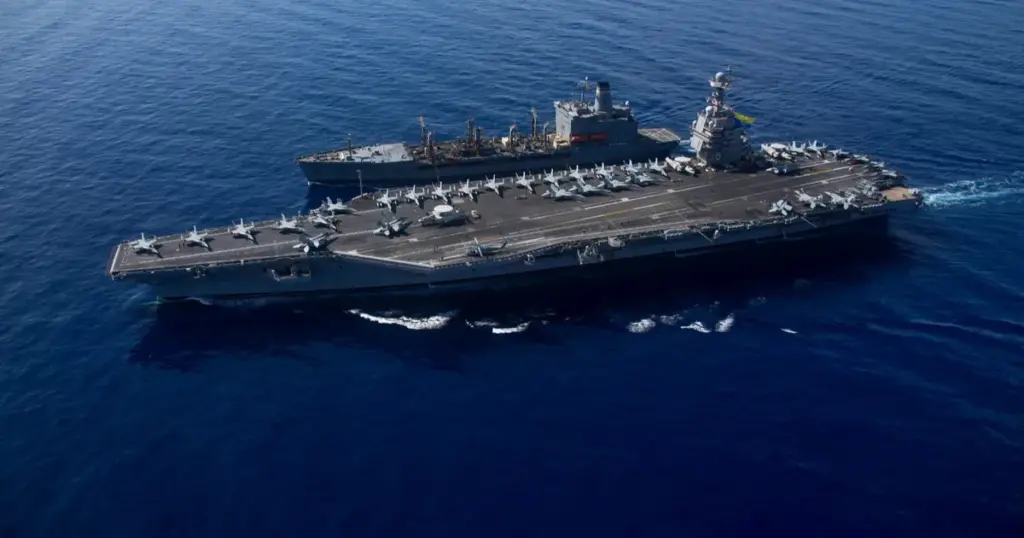صور أقمار اصطناعية تظهر تحرك حاملة الطائرات جيرالد فورد نحو الشرق الأوسط