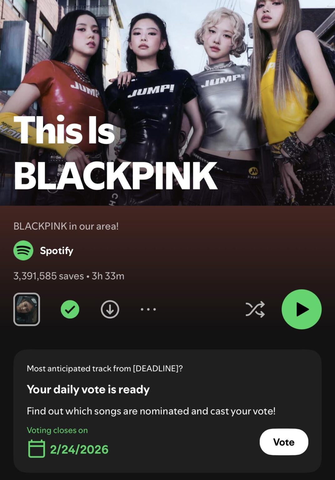 260207 صوّت لأغنيتك الأكثر انتظارًا من "DEADLINE" على أغنية "This Is BLACKPINK" على Spotify