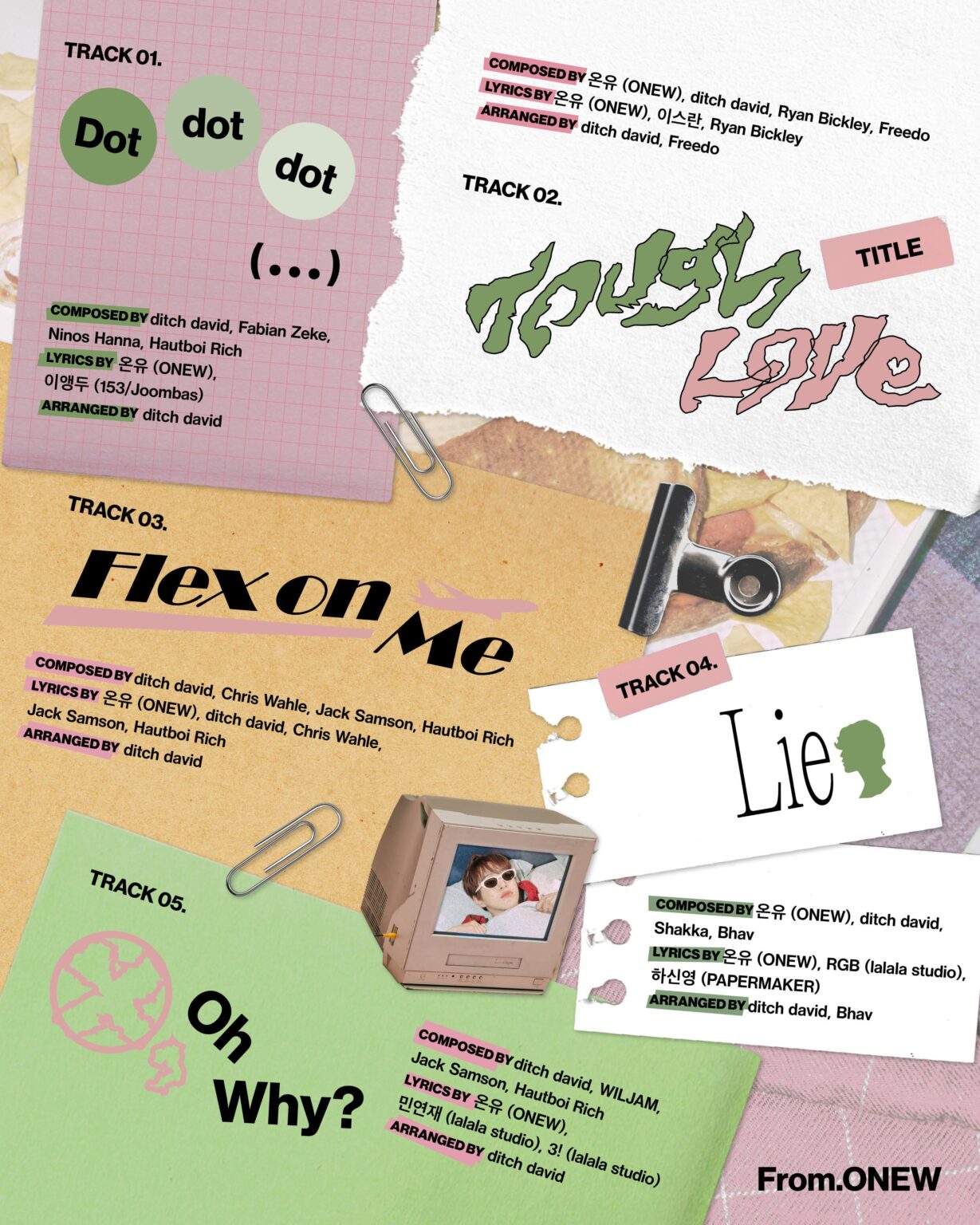 Onew (SHINee) - الألبوم المصغر الخامس "TOUGH LOVE" (قائمة الأغاني)