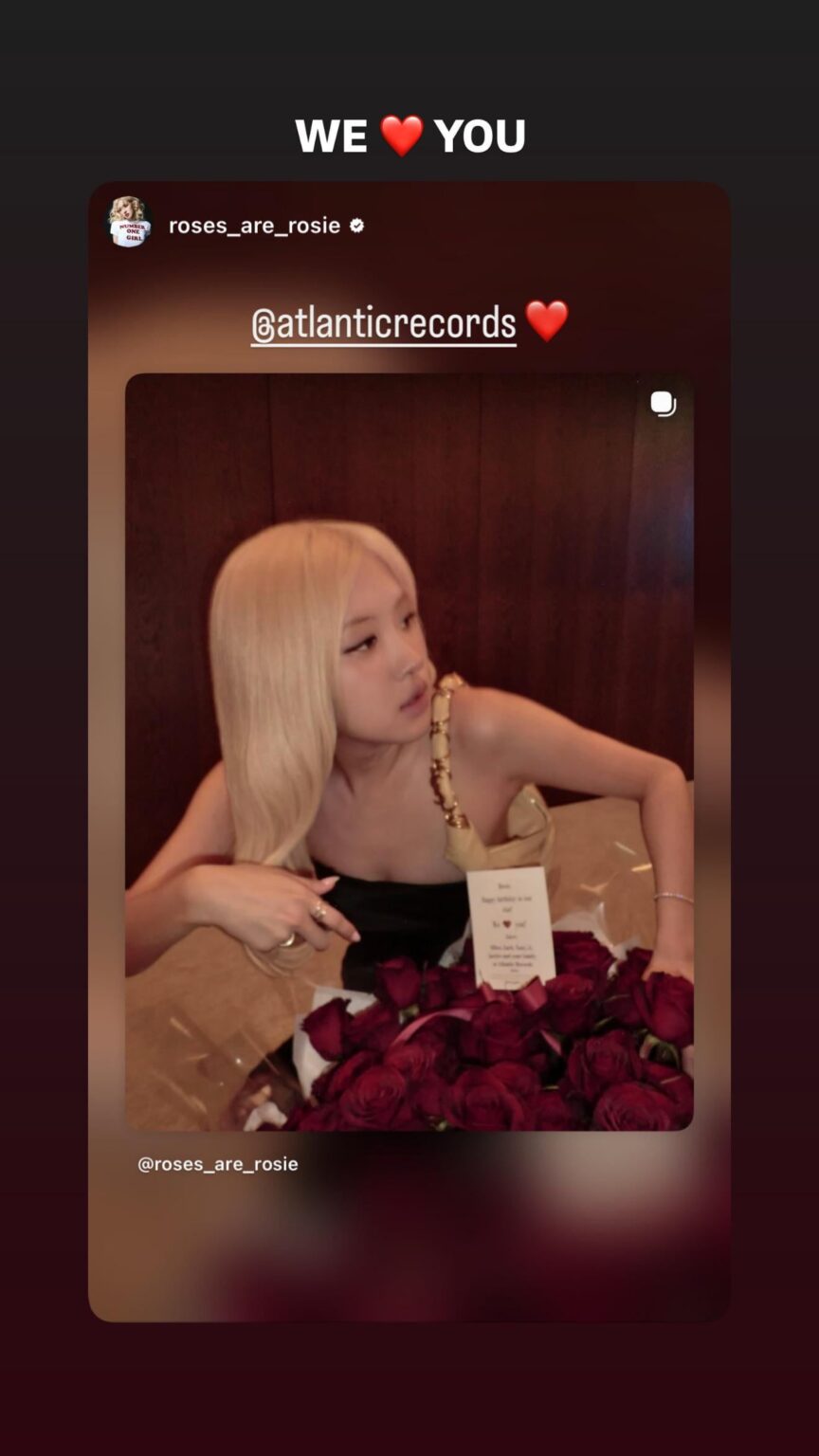 260213 تحديث قصة IG لشركة Atlantic Records مع ROSÉ