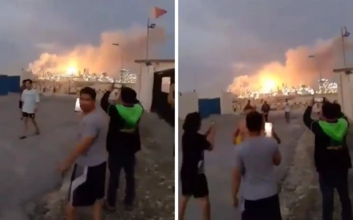 صحيفة المرصد - بالفيديو: لحظة اشتعال مصفاة نفط البحرين بعد استهدافها بصاروخ باليستي إيراني