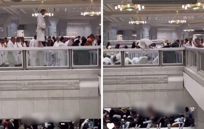 صحيفة المرصد – بالفيديو.. معتمر يقوم بتصرف غريب ويعرض نفسه للخطر داخل المسجد الحرام صحيفة المرصد - بالفيديو.. معتمر يقوم بتصرف غريب ويعرض نفسه للخطر داخل المسجد الحرام