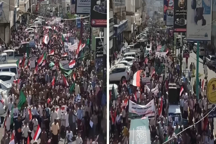 صحيفة المرصد - «من تعز لجدة موقف واحد في الشدة».. بالفيديو: آلاف اليمنيين ينظمون مسيرة حاشدة لدعم السعودية ضد الهجمات الإيرانية