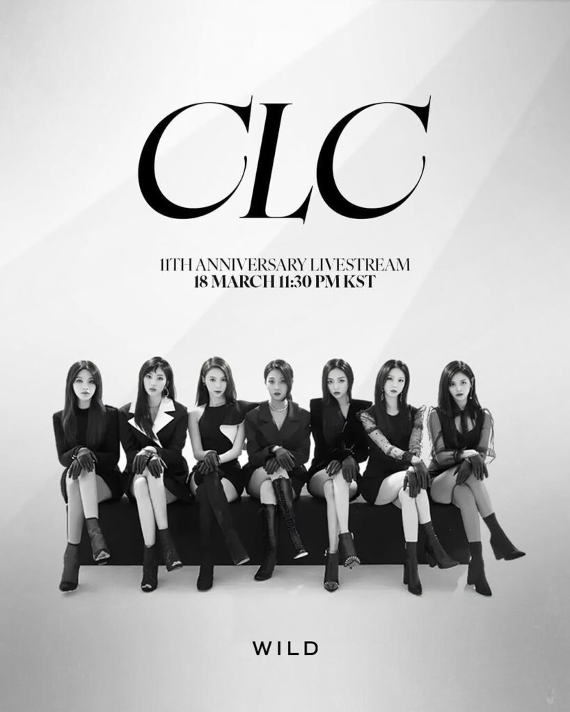 البث المباشر للذكرى السنوية الحادية عشرة لـ CLC في 18 مارس الساعة 11:30 مساءً بتوقيت كوريا على Instagram
