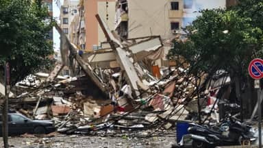 بالصورة: انهيار مبنى في حارة حريك – MTV Lebanon بالصورة: انهيار مبنى في حارة حريك - MTV Lebanon