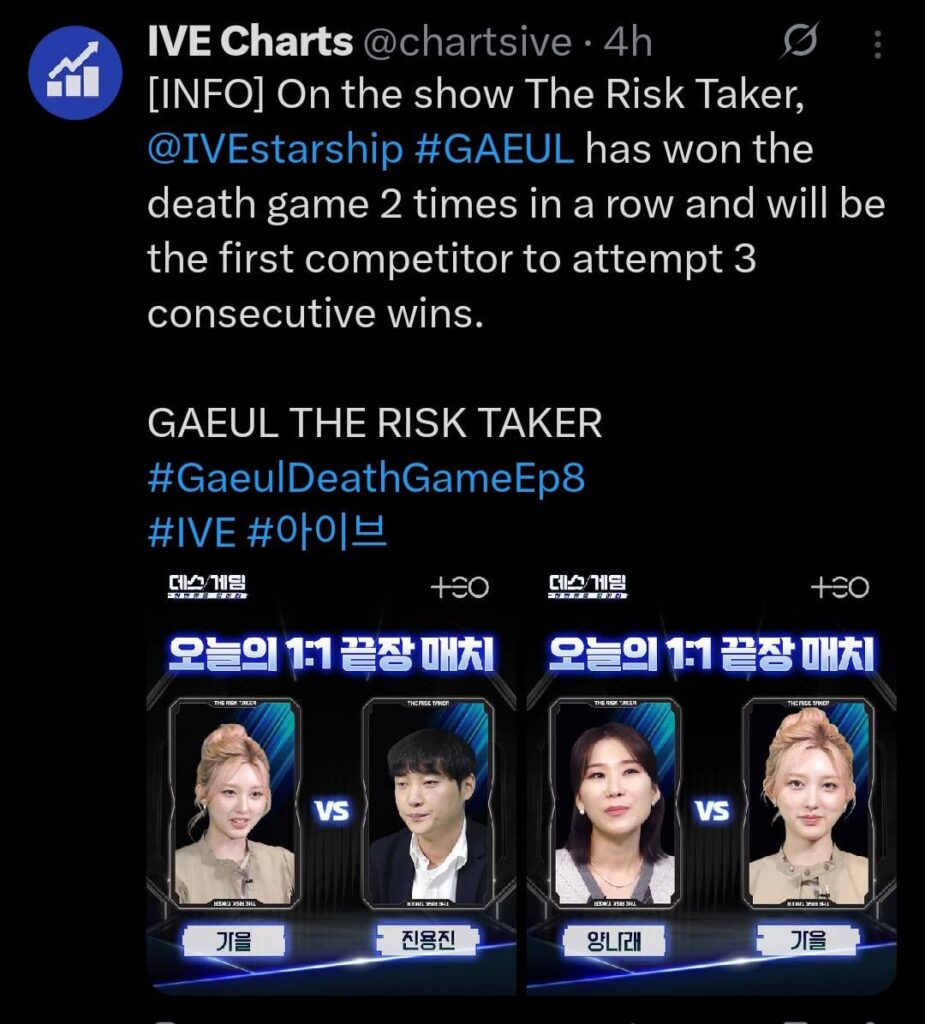 Gaeul هو أول مشارك يحاول تحقيق 3 انتصارات متتالية في برنامج العقل للبقاء على قيد الحياة على Netflix "The Risk Taker".