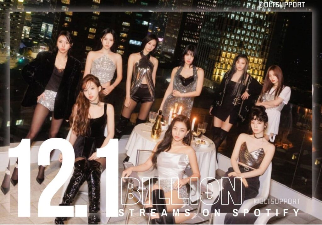 260319 تحديث OLTSupport Twitter - تجاوزت TWICE 12.1 مليار استماع في Spotify! لقد حصلوا على +5.59 مليون استماع يومي على Spotify بالأمس وحافظوا على مركزهم كثاني فرقة KPop Girl الأكثر استماعًا يوميًا !!
