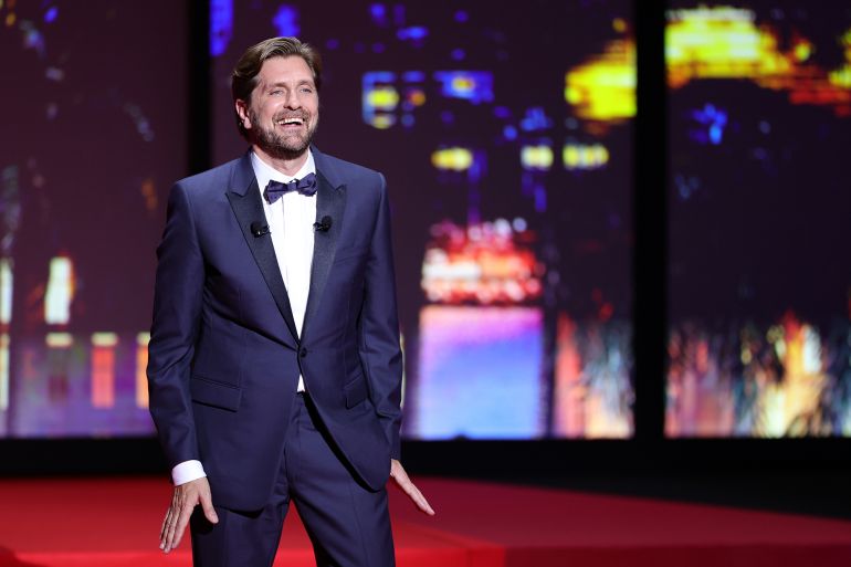 CANNES, FRANCE - MAY 27: President of the Jury Ruben Östland speaks onstage at the closing ceremony during the 76th annual Cannes film festival at Palais des Festivals on May 27, 2023 in Cannes, France. (Photo by Andreas Rentz/Getty Images)