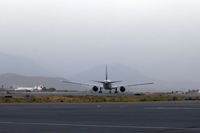 The first international flight from Kabul since the withdrawal of U.S. troops from Afghanistan taxis at the international airport in Kabul, Afghanistan, September 9, 2021. WANA (West Asia News Agency) via REUTERS ATTENTION EDITORS - THIS IMAGE HAS BEEN SUPPLIED BY A THIRD PARTY.