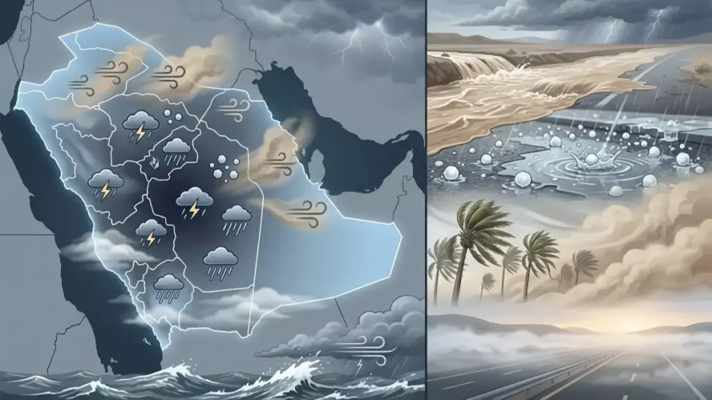 عاجل: الأرصاد تصدر تحذيراً أحمر من عاصفة رعدية مدمرة تضرب 15 محافظة خلال ساعات! عاجل: الأرصاد تصدر تحذيراً أحمر من عاصفة رعدية مدمرة تضرب 15 محافظة خلال ساعات!