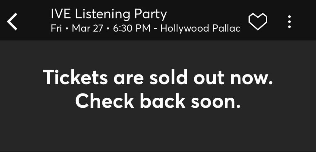 هل تم بيع التذاكر لحفلة الاستماع في لوس أنجلوس؟