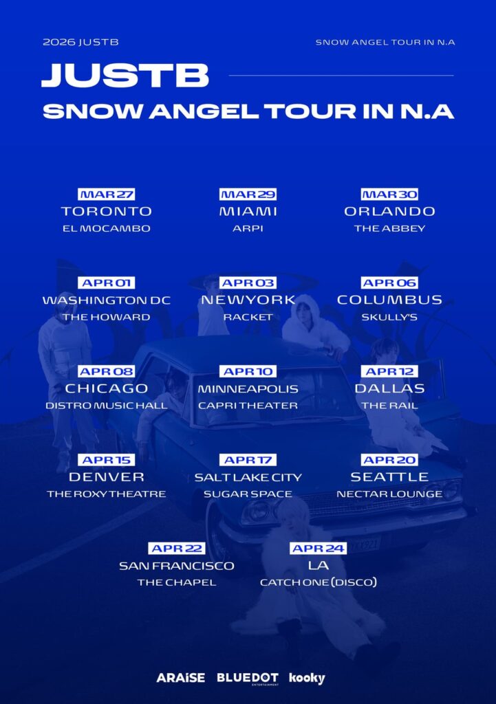 JUSTB – جولة “SNOW ANGEL” لعام 2026 في أمريكا الشمالية (معلومات المكان) JUSTB - جولة "SNOW ANGEL" لعام 2026 في أمريكا الشمالية (معلومات المكان)
