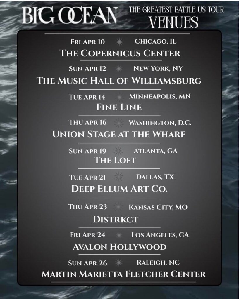 المحيط الكبير - جولة أعظم معركة في الولايات المتحدة، الأماكن، التذاكر ومعلومات الجولة (ملصقات الإعلان)