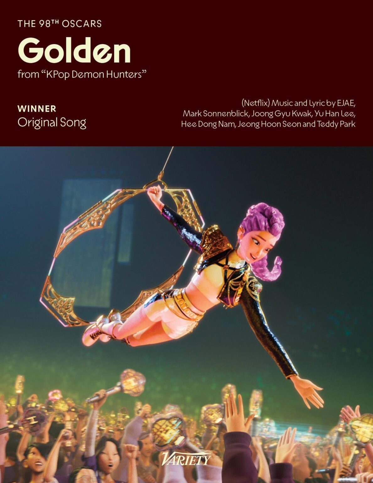 أغنية "Golden" من KPop Demon Hunters تفوز بجائزة أفضل موسيقى (الأغنية الأصلية) في حفل توزيع جوائز الأوسكار الـ98 (حفل توزيع جوائز الأوسكار 2026)