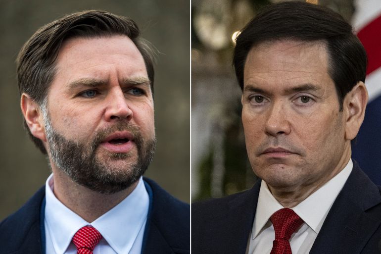 وزير الخارجية الامريكي ماركو روبيو، ونائب الرئيس الامريكي جيه دي فانس