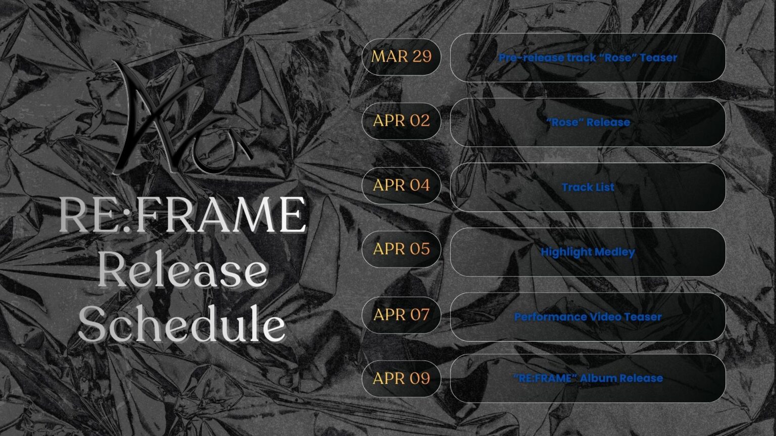 AWU (PIXY Dia، Lola & U_Chae) – RE:FRAME (جدول الإصدار) AWU (PIXY Dia، Lola & U_Chae) - RE:FRAME (جدول الإصدار)