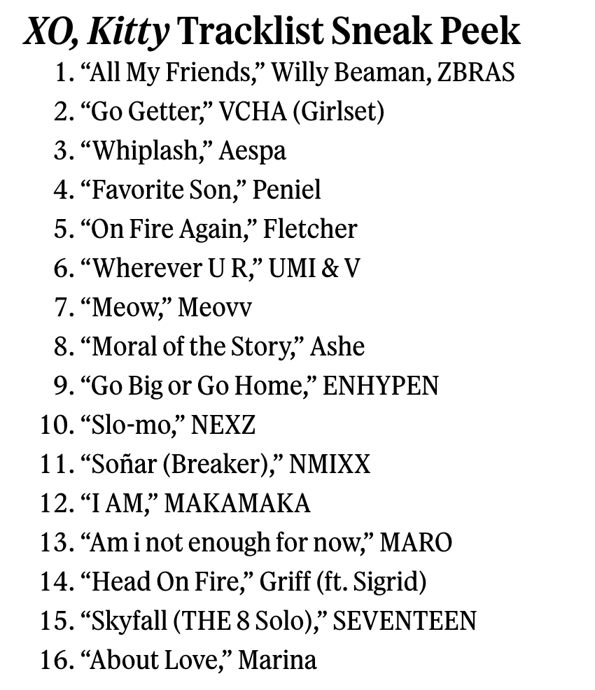 XO, Kitty الموسم 3 – نظرة خاطفة للموسيقى التصويرية