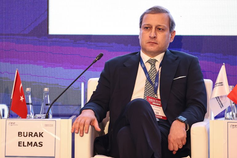 ISTANBUL, TURKEY - MARCH 09: Former Board Member of Galatasaray Burak Elmas speaks during the 11th Bosphorus Summit organised by International Cooperation Platform (ICP) with the main theme of "Living in the Age of Uncertainty " in Istanbul, Turkey on March 09, 2021. (Photo by Emrah Yorulmaz/Anadolu Agency via Getty Images)