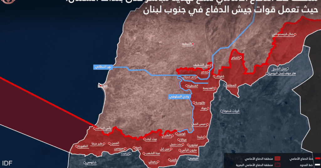 إسرائيل تنشر خريطة أراض تسيطر عليها في جنوب لبنان 