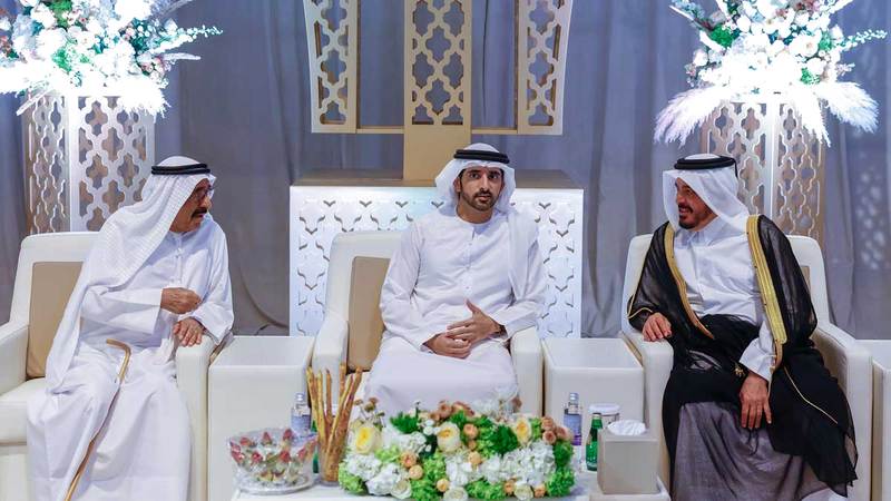 حمدان بن محمد خلال حضوره حفل الاستقبال. وام