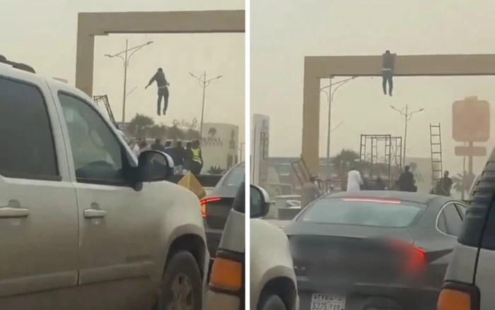 صحيفة المرصد – بالفيديو.. ردة فعل مواطنين تفاجأوا بعامل مصري معلقًا أعلى جسر بعد انهيار السقالة صحيفة المرصد - بالفيديو.. ردة فعل مواطنين تفاجأوا بعامل مصري معلقًا أعلى جسر بعد انهيار السقالة