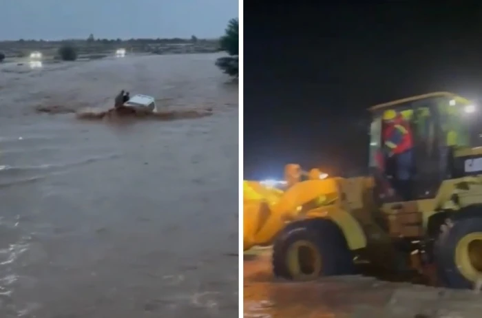 صحيفة المرصد - بالفيديو.. لحظة إنقاذ أشخاص احتُجِزوا وسط السيول في وادي النسا بالرس