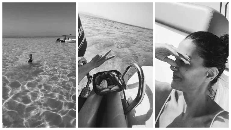 على متن يخت.. غادة عبدالرازق تستمتع بأجواء البحر في الصيف