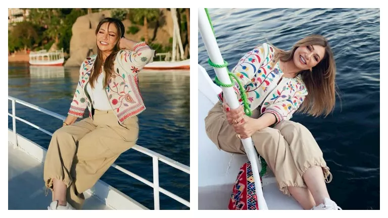 ليلى علوي تخطف الأنظار في جلسة تصوير جديدة على مركب نيلي في أسوان