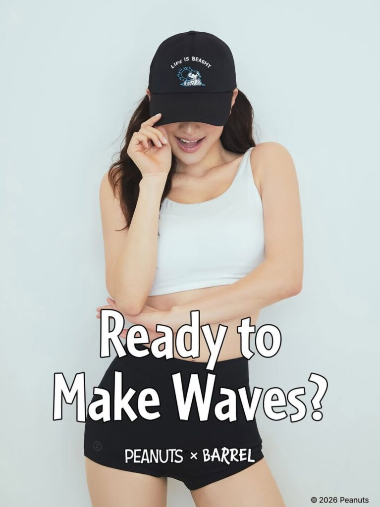 260416 تحديثات getbarrel.official على Instagram - JIHYO x PEANUTS x BARREL - هل أنت مستعد لصنع الأمواج؟ 2026.04.17 قريبًا