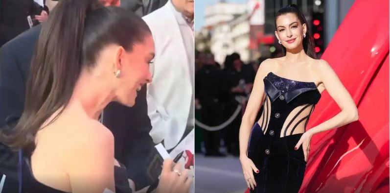 ان هاثاواي في العرض الخاص لفيلمها بلندن