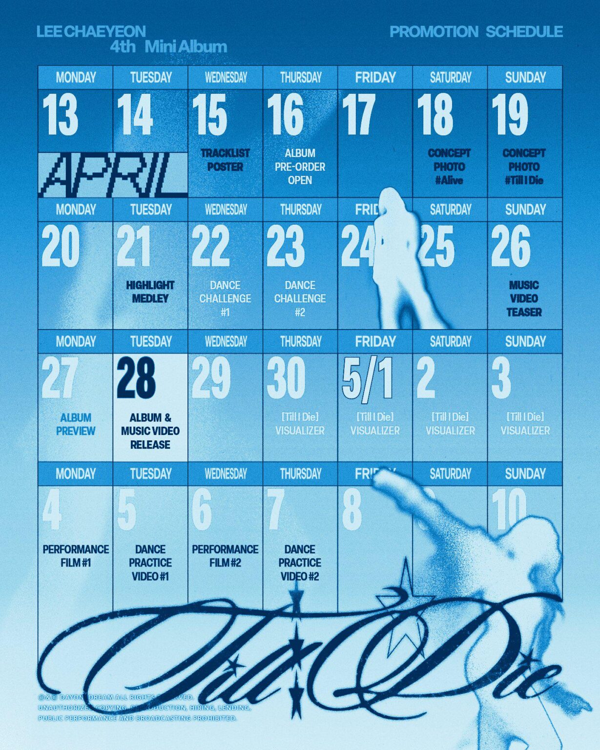 Lee Chaeyeon - الألبوم المصغر الرابع: Till I Die (جدول الترويج)