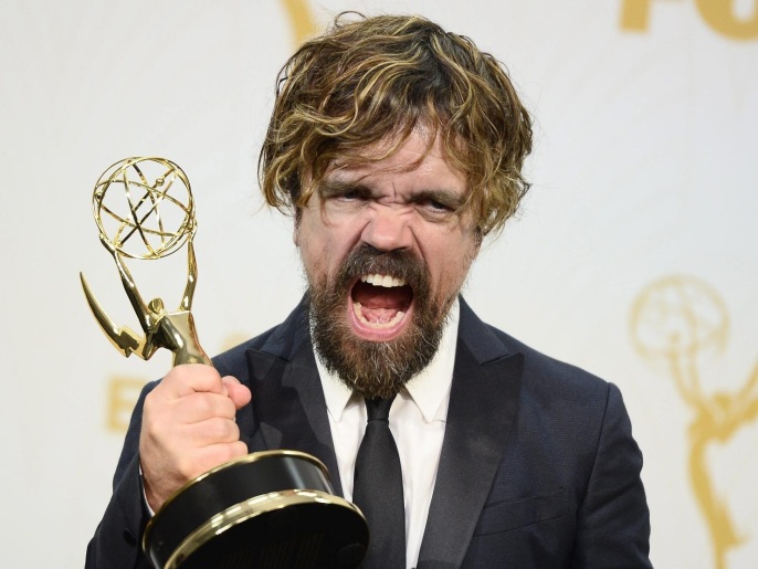 Peter Dinklage, winner of the Outstanding Supporting Actor in a Drama Series award for 'Game of Thrones', poses in the press room during the 67th annual Primetime Emmy Awards held at the Microsoft Theater in Los Angeles, California, USA, 20 September 2015. The Primetime Emmy Awards celebrate excellence in national primetime television programming.