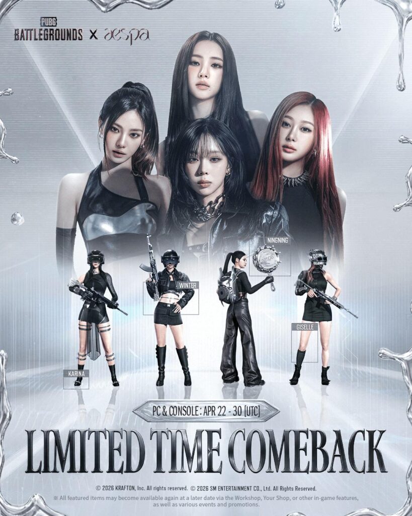 260419 aespa - PUBG: BATTLEGROUNDS (ملصق إعلان العودة لفترة محدودة)