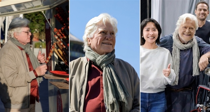 حسين فهمى في كواليس تصوير فيلم "القصة التى وجدتها فى الصين" في بكين