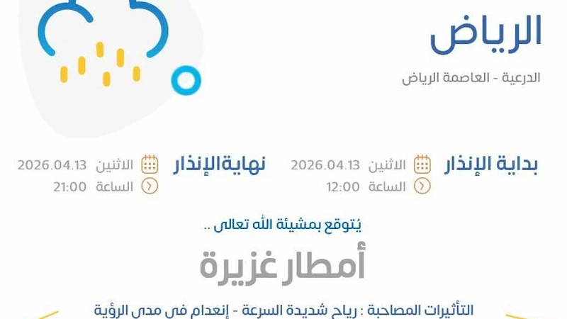 عاجل: المركز الوطني للأرصاد يرفع درجة الإنذار إلى الأحمر في الرياض | طقس العرب